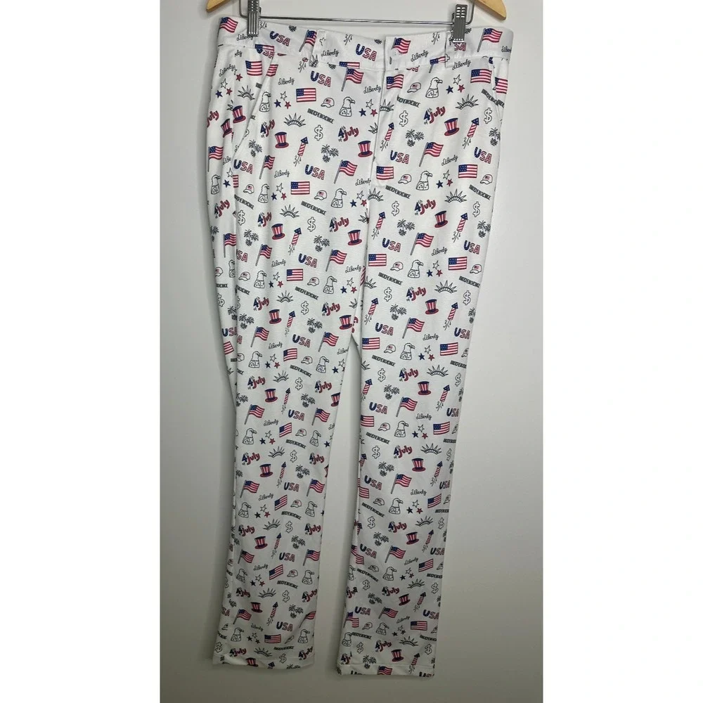 Golf Men's American Flag Stretch Golf Pants Patriotic Trousers 4th of July 33 32 - Picture 2 of 11